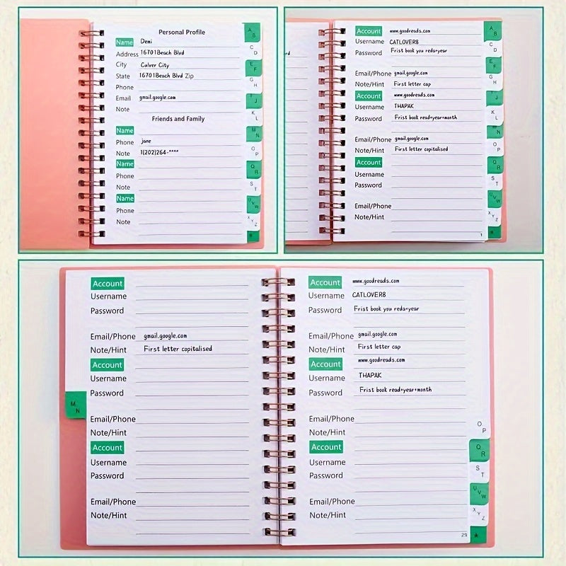 Mini Spiral Password Book