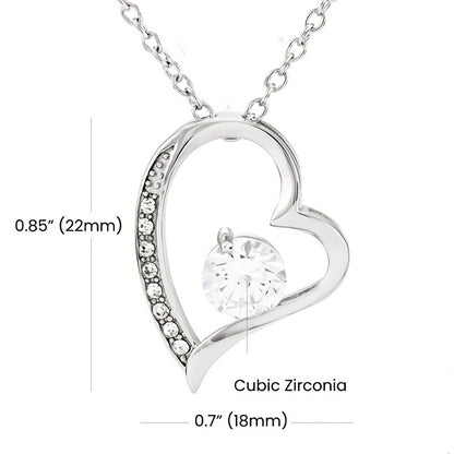 Elegant Heart Zircon Pendant Necklace With Gift Card Box