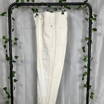 White Patched Fitted Jeans